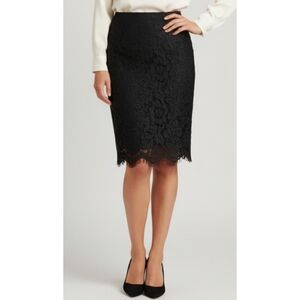 WHBM Black Lace Overlay Pencil Skirt